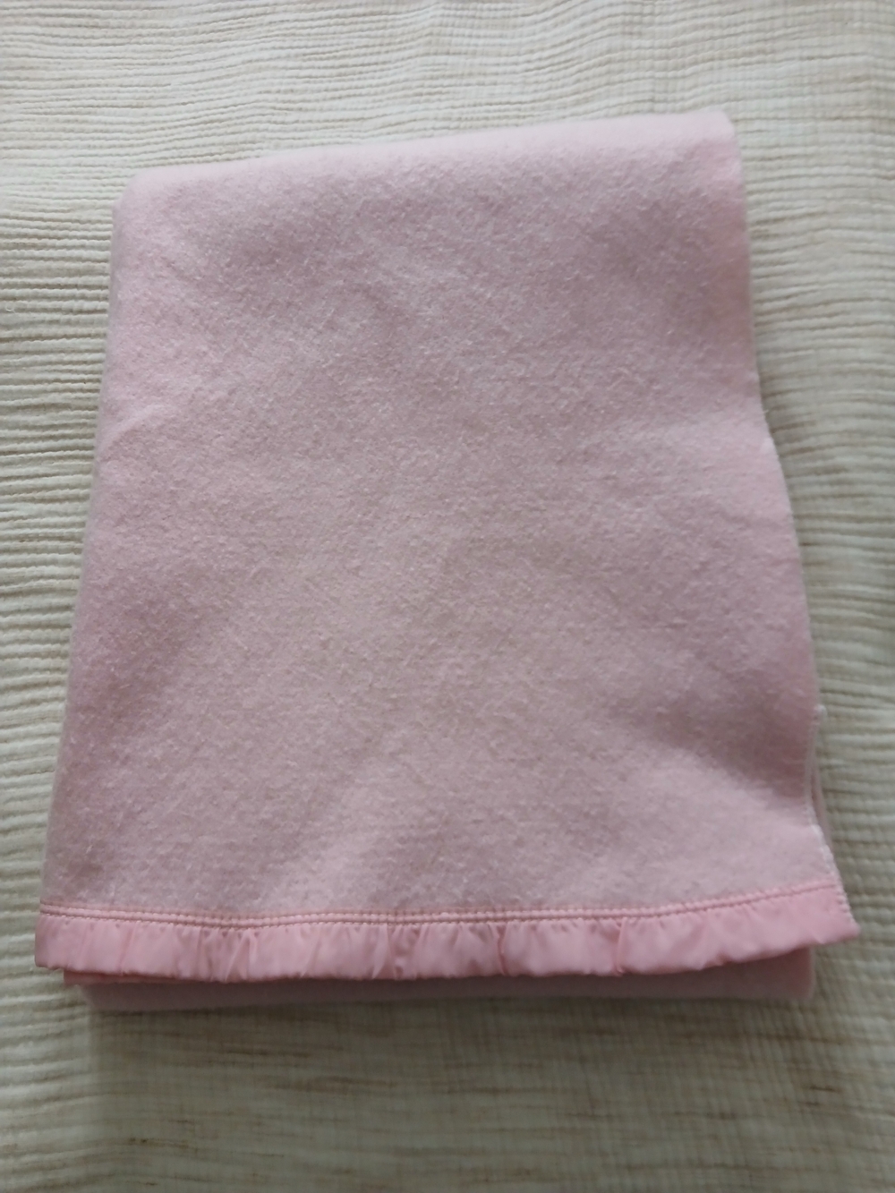 Vintage Pink Blanket with Satin Trim